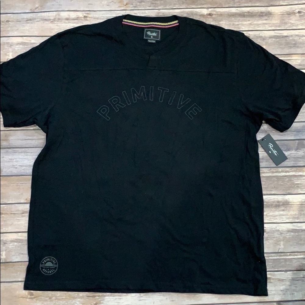 2XL Black Primitive notch-collar soccer shirt